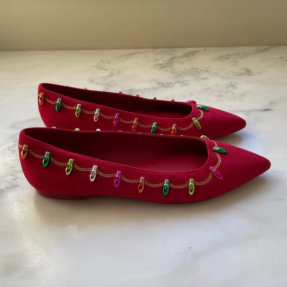 Katy Perry Hollie Christmas Flat in Red, Size 6 - Picture 2 of 3